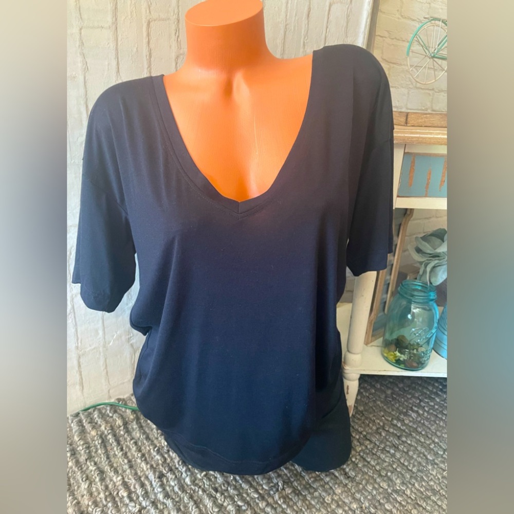 Topshop Womens Black Short Sleeve Top Sz S (4-6) NWT!
